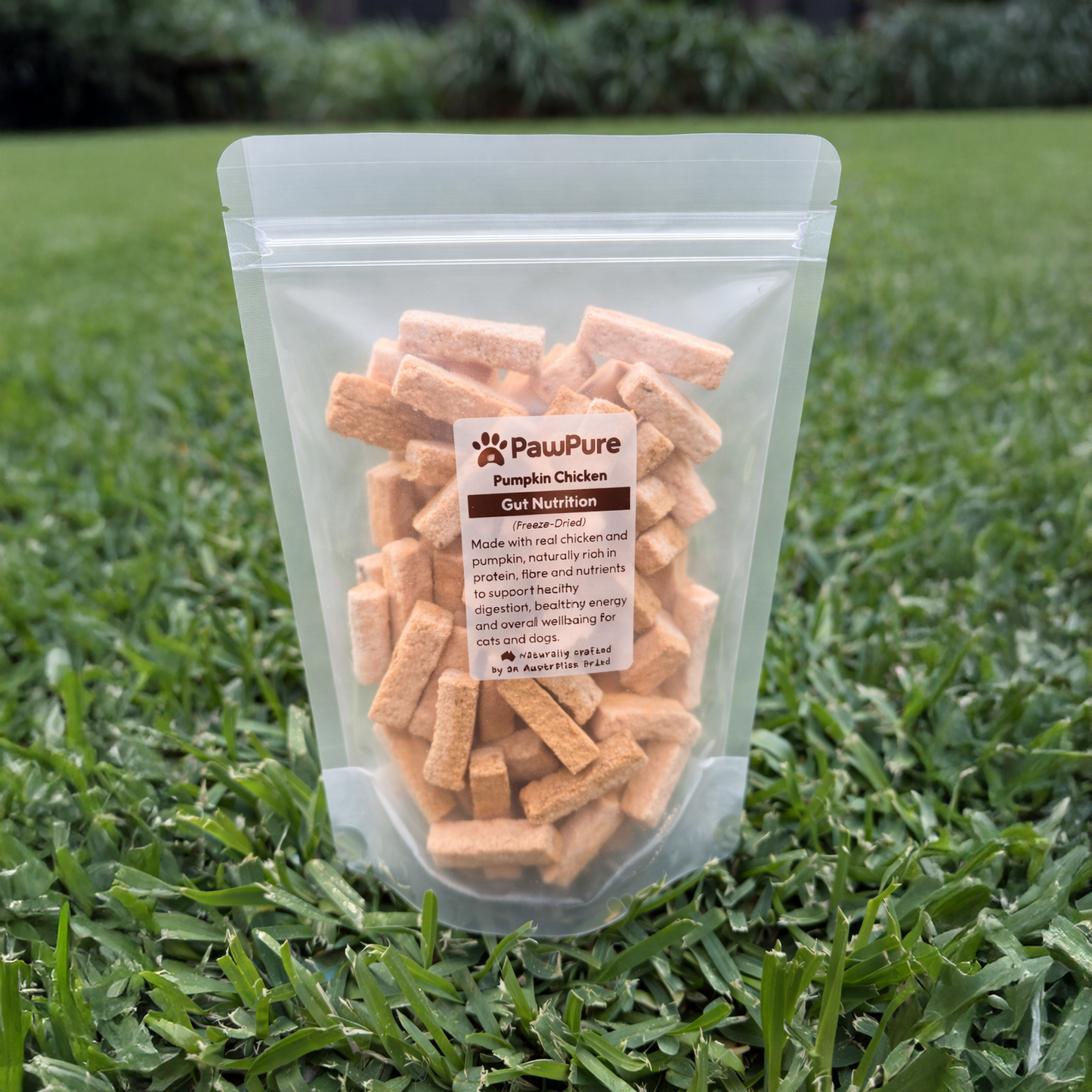 Freeze dried chicken and pumpkin treats supporting digestion for cats and dogs by PawPure