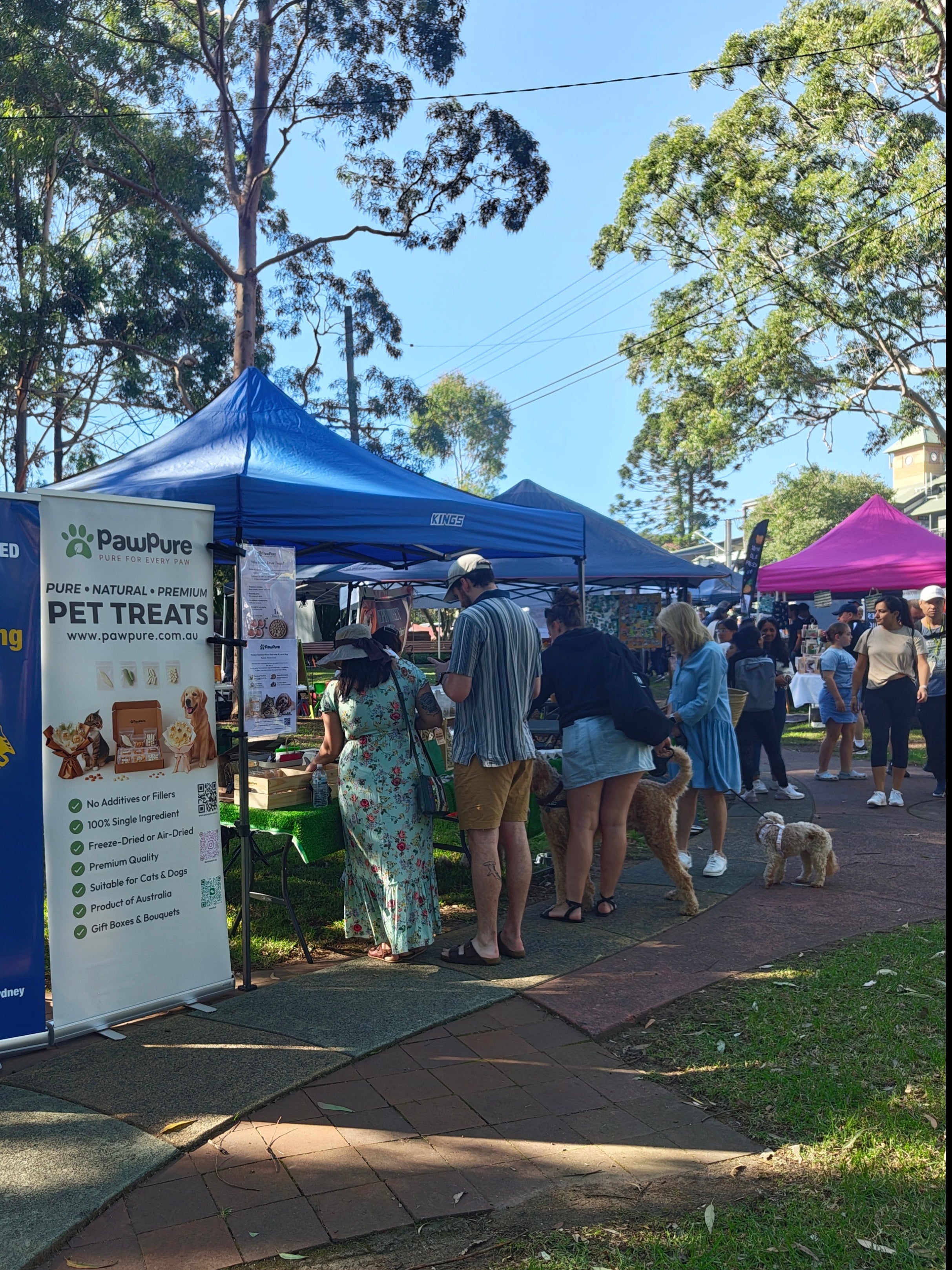 pawpure market stall selling freeze dried pet treats for cats and dogs local pet market setup